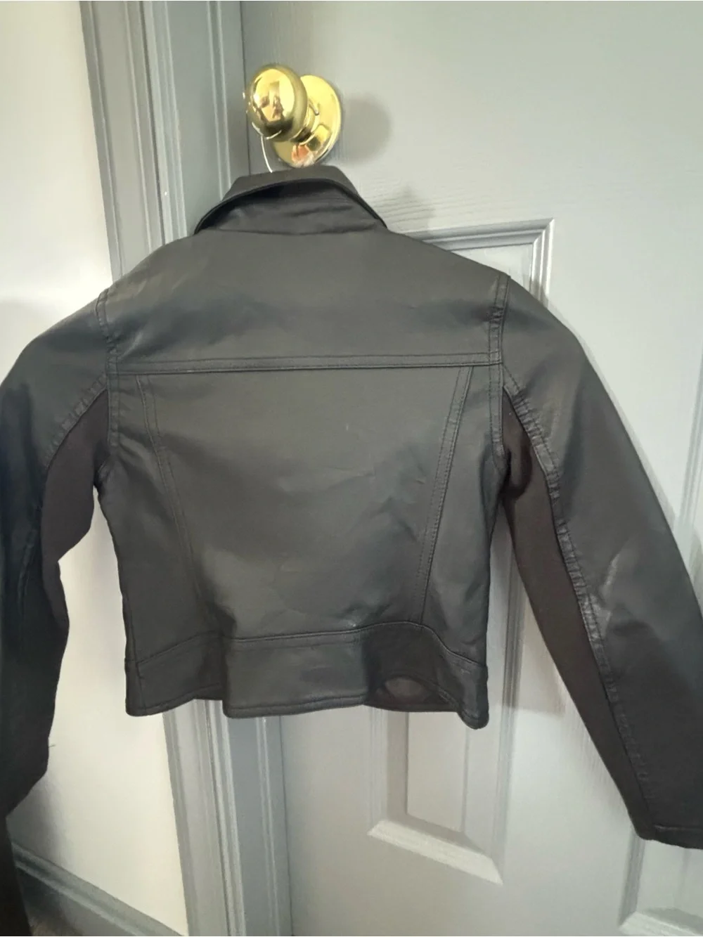 Justice Black Faux Leather Moto Jacket with Zip Pockets